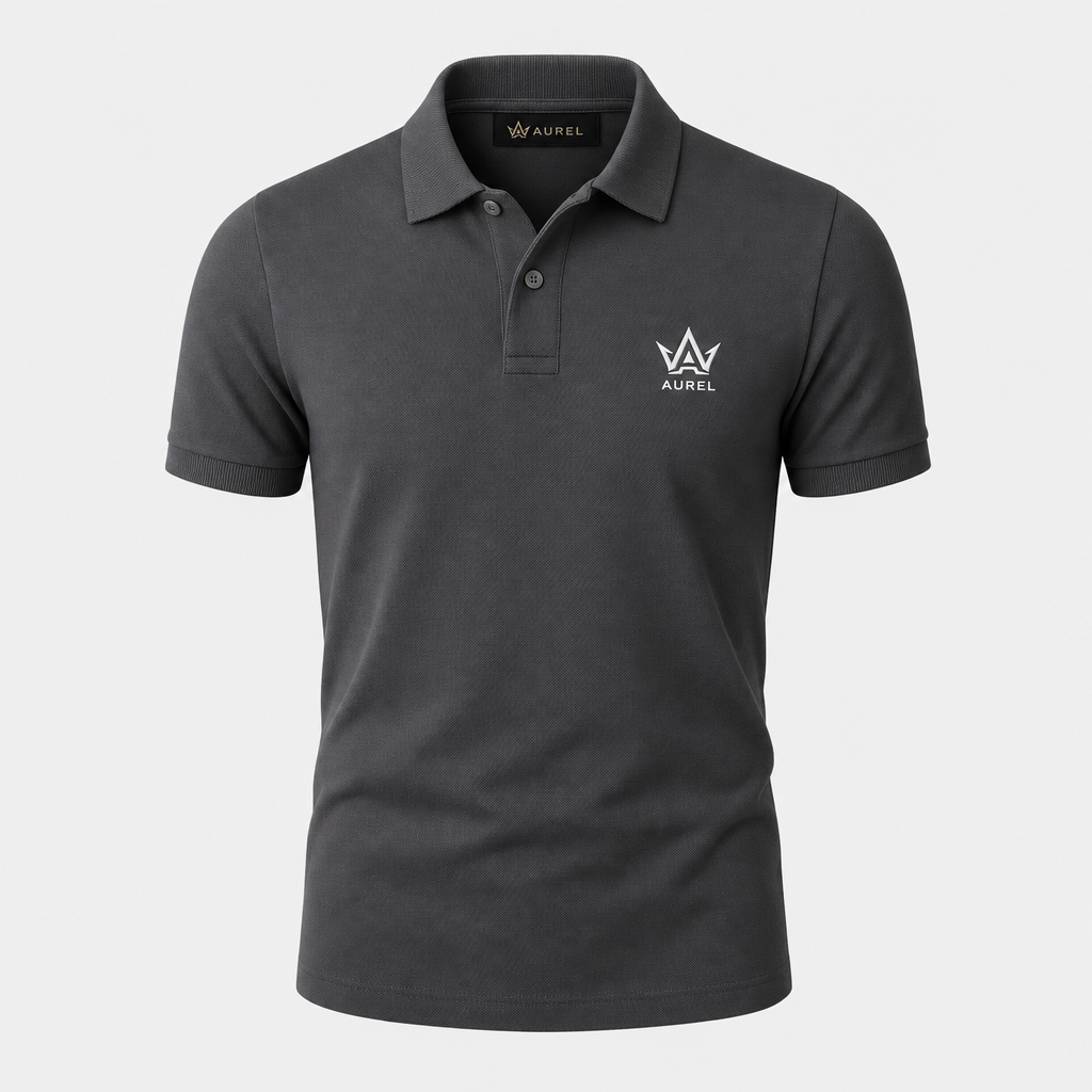 AUREL Premium Ribbed Polo — Charcoal