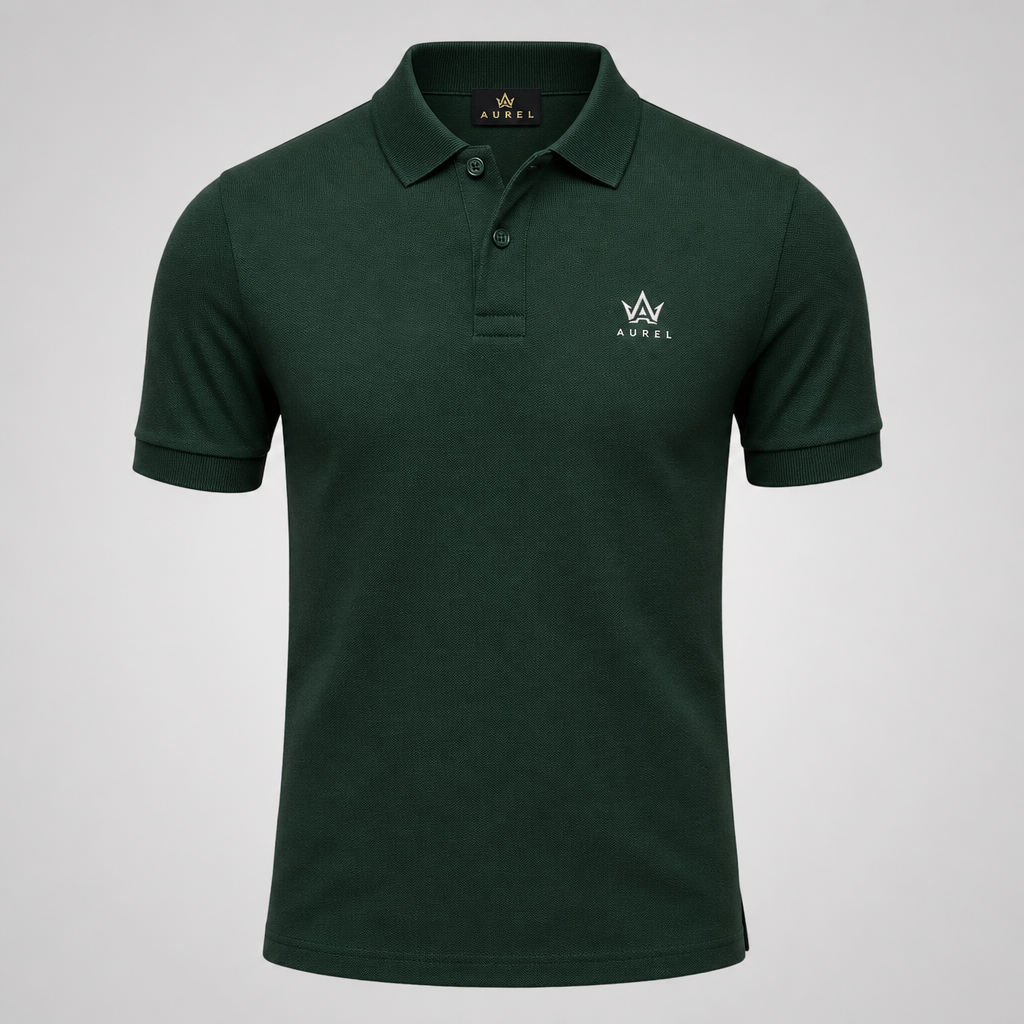 AUREL Premium Ribbed Polo — Forest Green