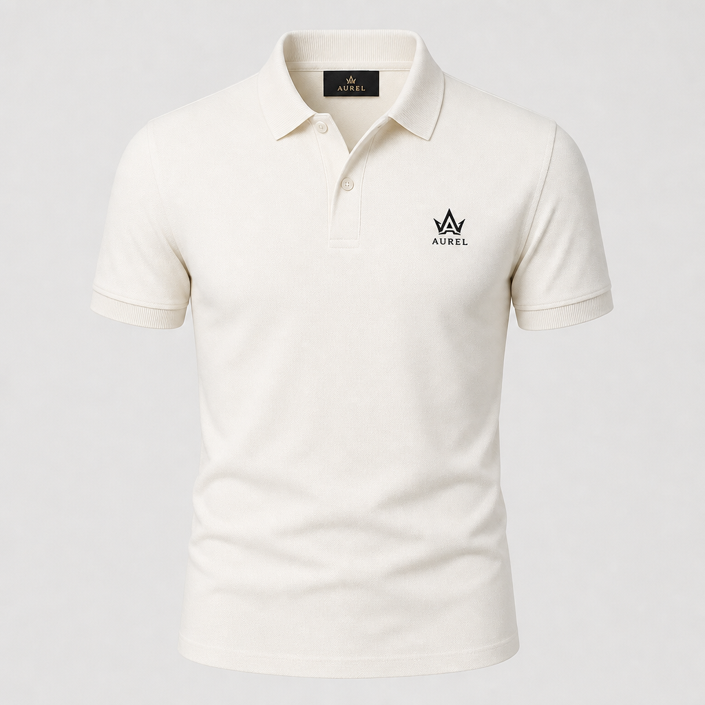 AUREL Premium Ribbed Polo — Ivory