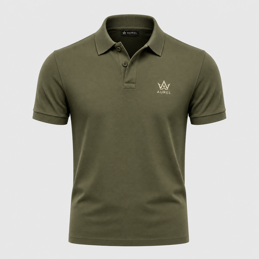 AUREL Premium Ribbed Polo — Olive