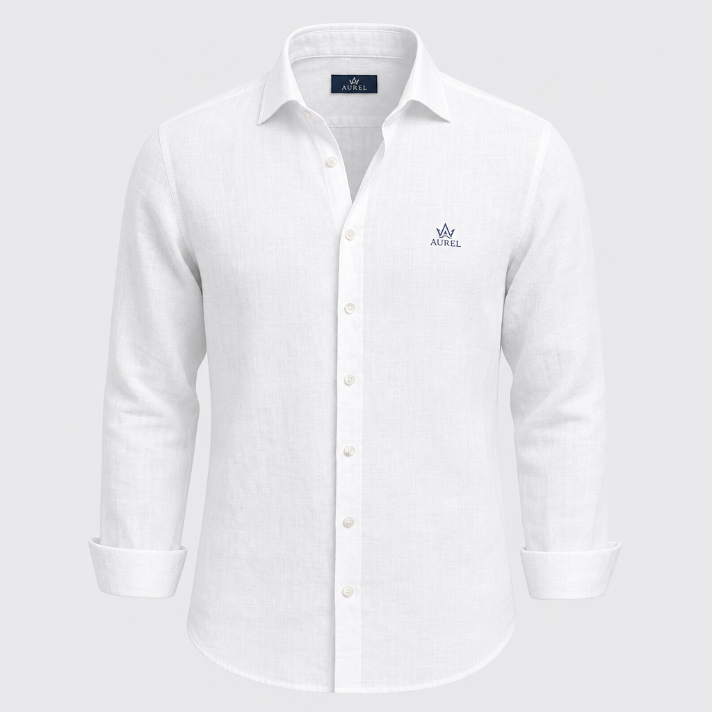 AUREL Linen Blend Shirt — White
